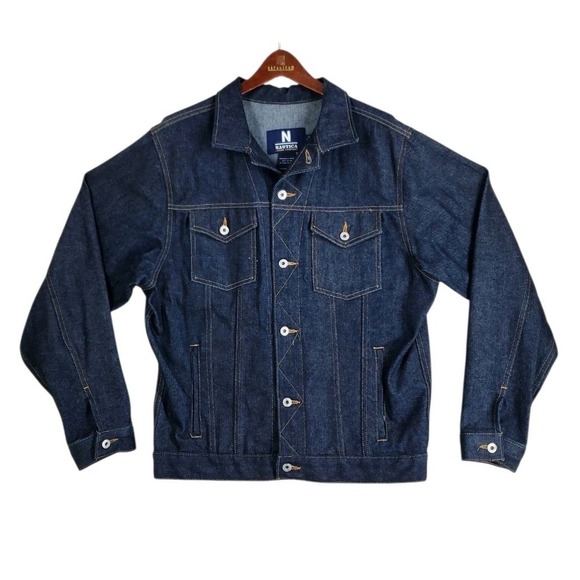 Vtg Y2K Nautica Jeans Denim Trucker Jacket Mens S Blue Dark Indigo - Picture 1 of 11
